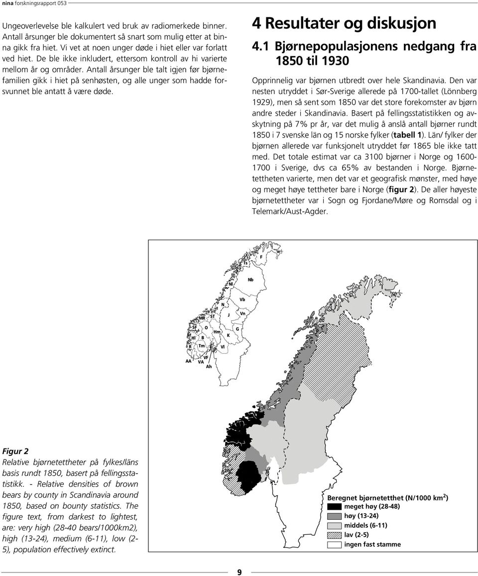 Antall årsunger ble talt igjen før bjørnefamilien gikk i hiet på senhøsten, og alle unger som hadde forsvunnet ble antatt å være døde. 4 Resultater og diskusjon 4.