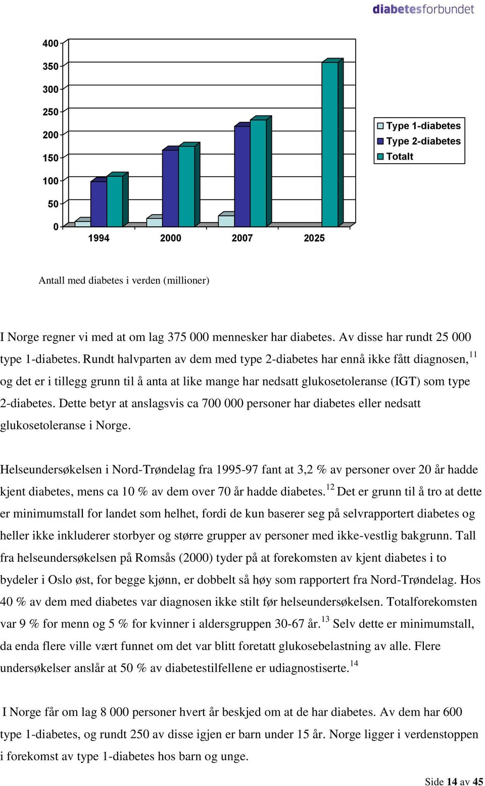 Rundt halvparten av dem med type 2-diabetes har ennå ikke fått diagnosen, 11 og det er i tillegg grunn til å anta at like mange har nedsatt glukosetoleranse (IGT) som type 2-diabetes.