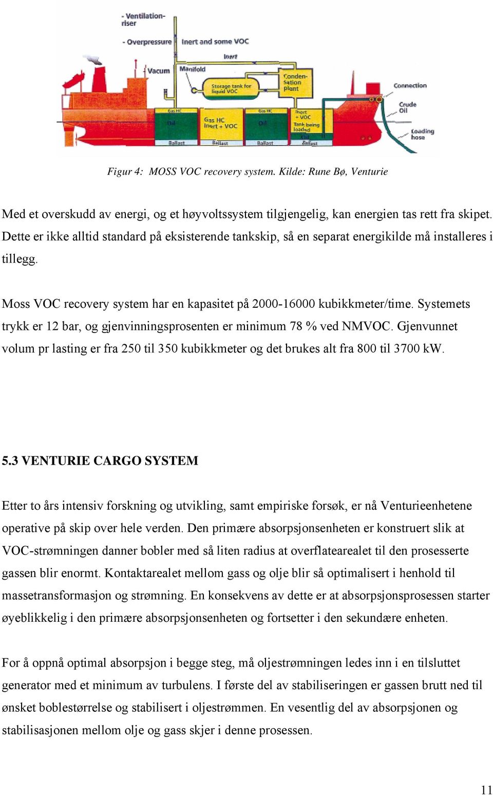 Systemets trykk er 12 bar, og gjenvinningsprosenten er minimum 78 % ved NMVOC. Gjenvunnet volum pr lasting er fra 250 til 350 kubikkmeter og det brukes alt fra 800 til 3700 kw. 5.