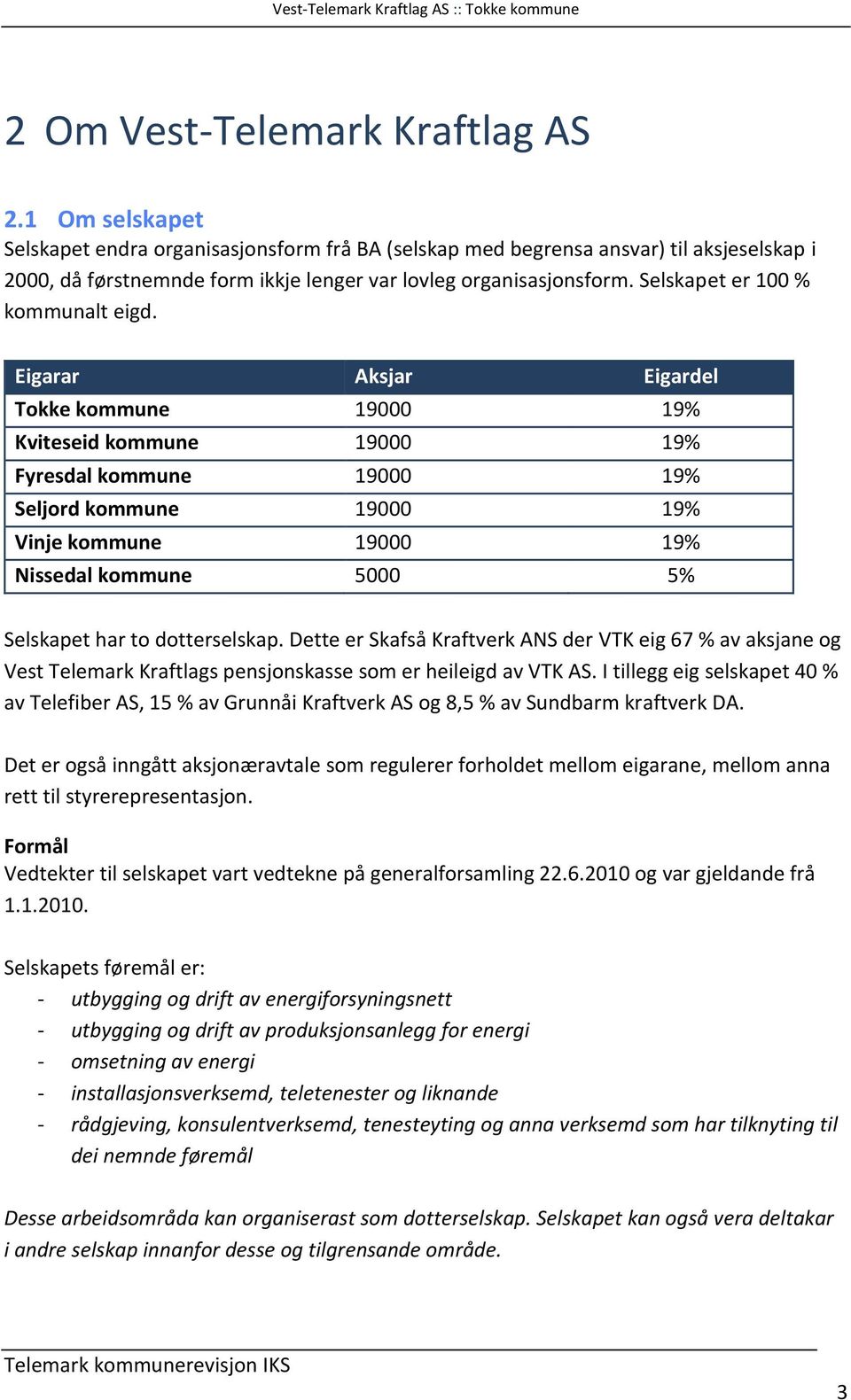 Selskapet er 100 % kommunalt eigd.