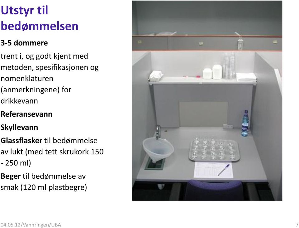 Referansevann Skyllevann Glassflasker til bedømmelse av lukt (med tett