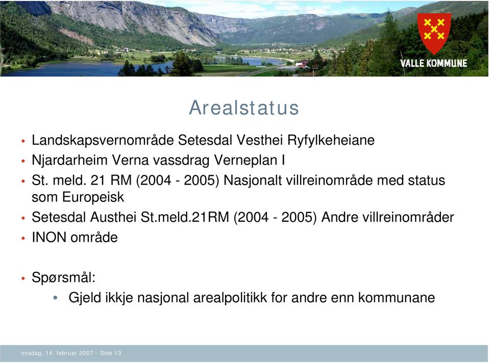 21 RM (2004-2005) Nasjonalt villreinområde med status som Europeisk Setesdal Austhei St.