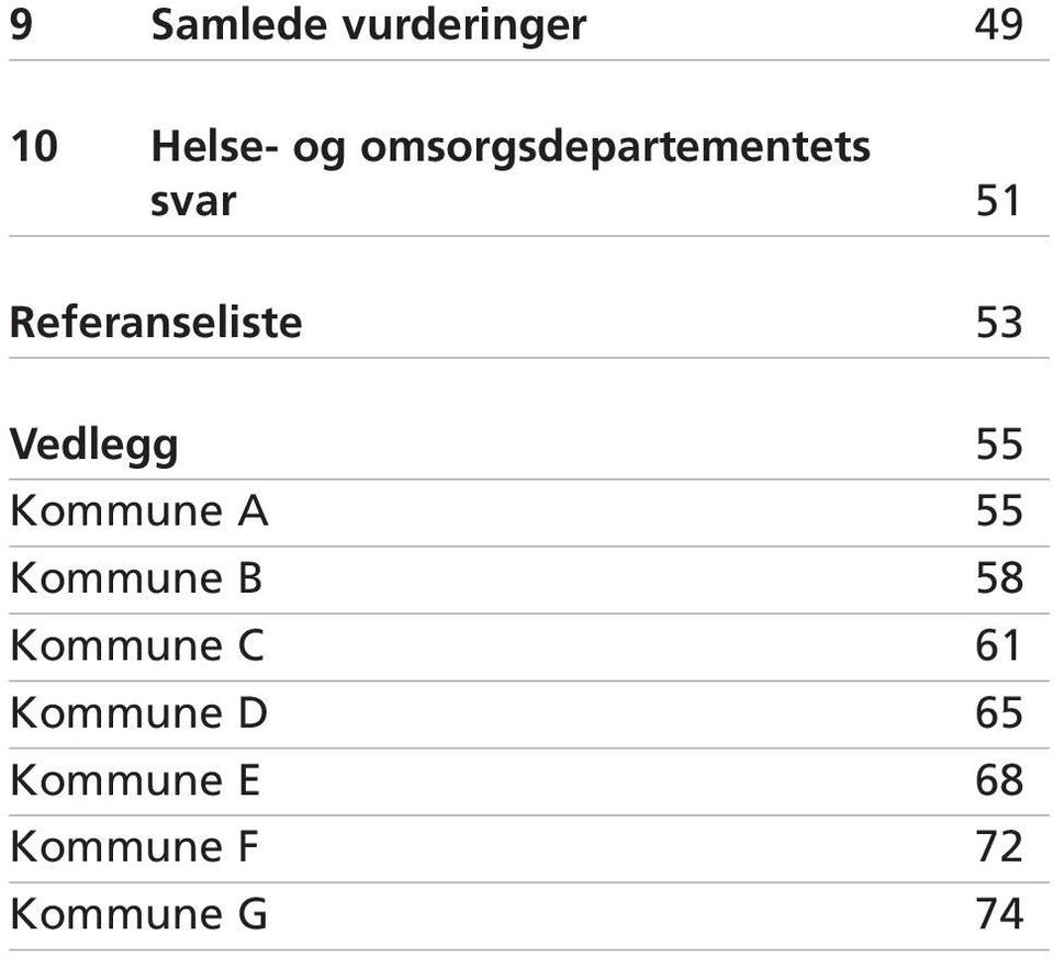 53 Vedlegg 55 Kommune A 55 Kommune B 58