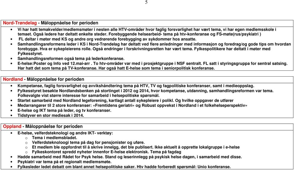 Forebyggende helsearbeid- tema på htv-konferanse og FS-møte(rus/psykiatri ) FL deltar i møter med KS og andre org vedrørende forebygging av sykdommer hos ansatte.