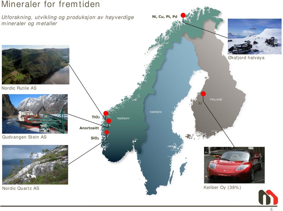 Pt, Pd Øksfjord halvøya Nordic Rutile AS Li TiO2