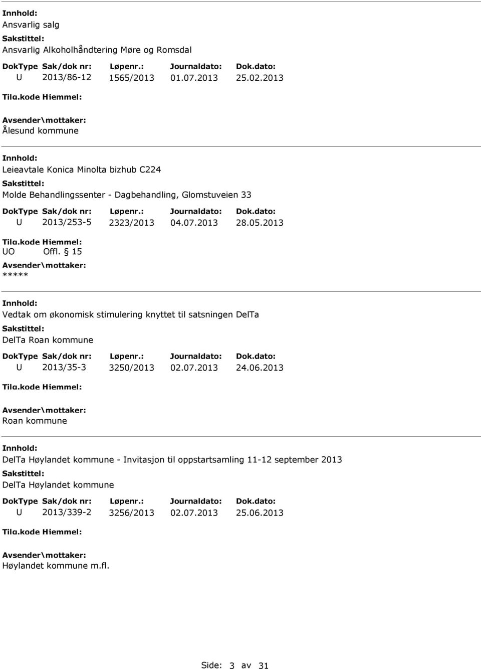 2323/2013 Offl. 15 28.05.2013 Vedtak om økonomisk stimulering knyttet til satsningen DelTa DelTa Roan kommune 2013/35-3 3250/2013 24.