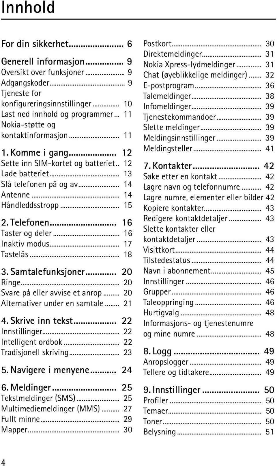 Telefonen... 16 Taster og deler... 16 Inaktiv modus... 17 Tastelås... 18 3. Samtalefunksjoner... 20 Ringe... 20 Svare på eller avvise et anrop... 20 Alternativer under en samtale... 21 4.