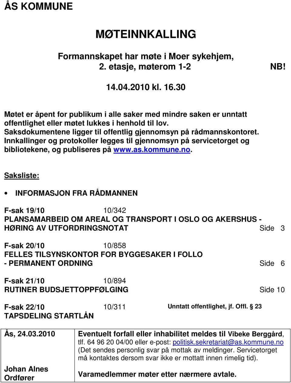 Innkallinger og protokoller legges til gjennom