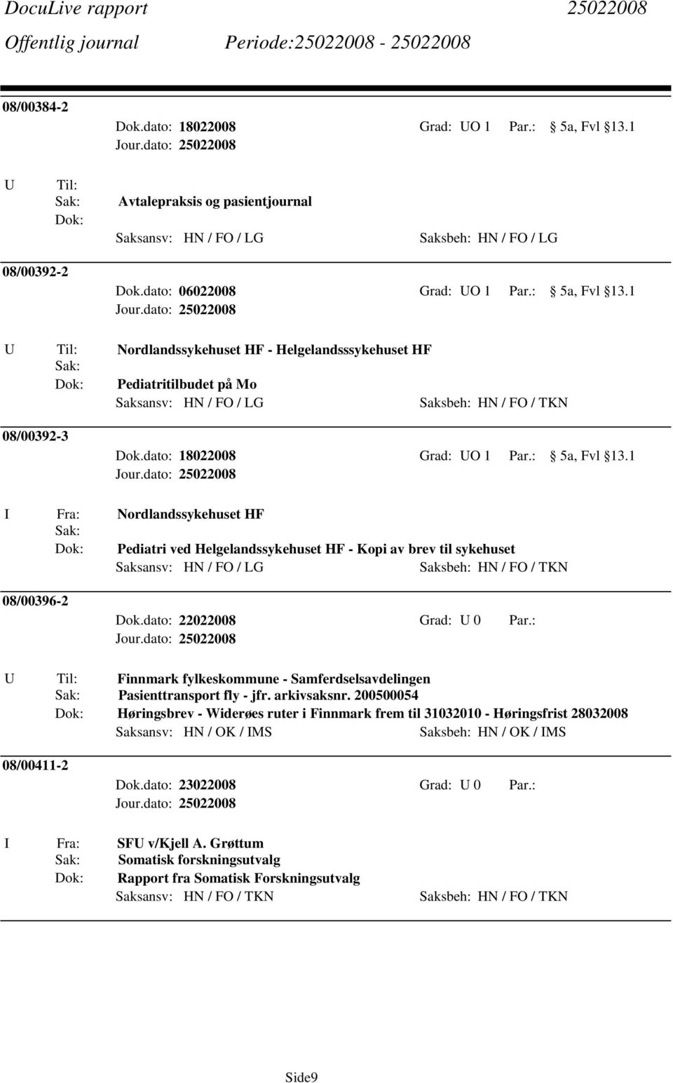 : U Til: Finnmark fylkeskommune - Samferdselsavdelingen Sak: Pasienttransport fly - jfr. arkivsaksnr.