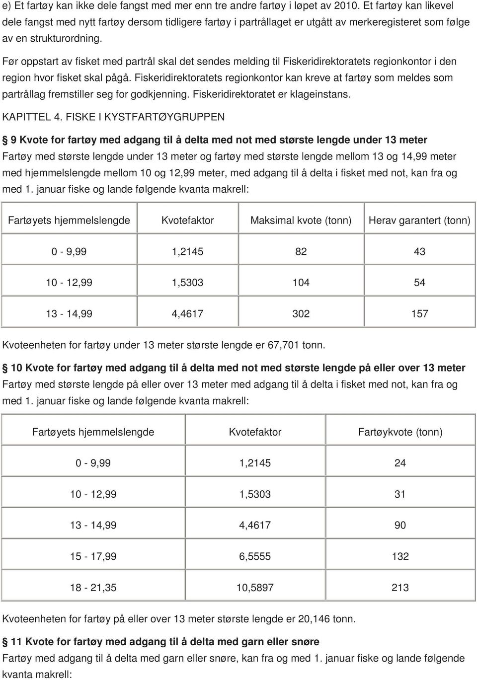 Før oppstart av fisket med partrål skal det sendes melding til Fiskeridirektoratets regionkontor i den region hvor fisket skal pågå.