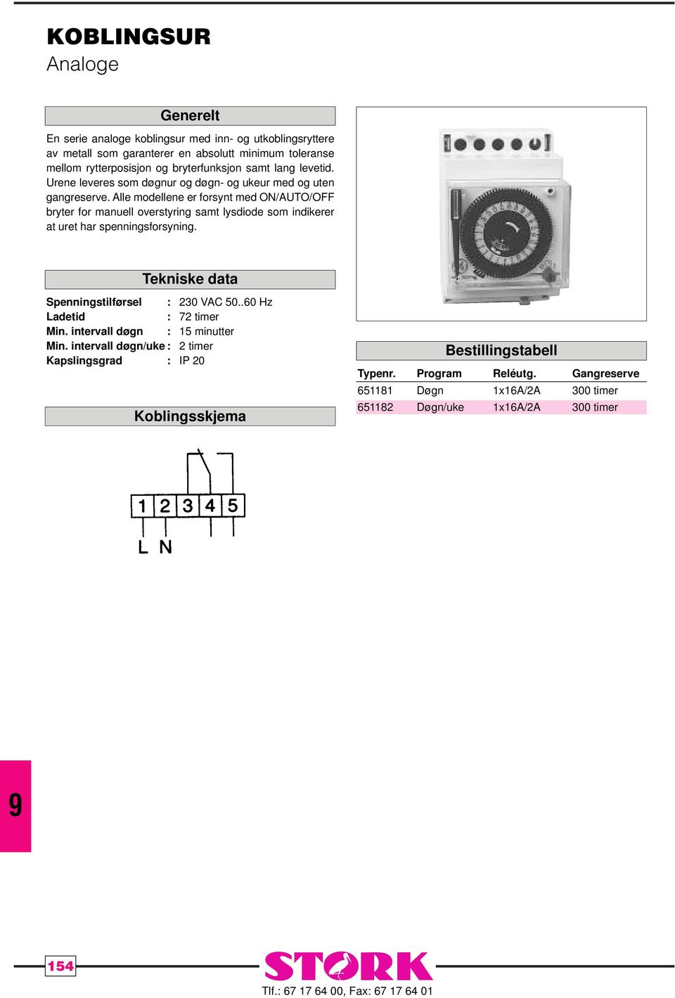 Alle modellene er forsynt med ON/AUTO/OFF bryter for manuell overstyring samt lysdiode som indikerer at uret har spenningsforsyning.