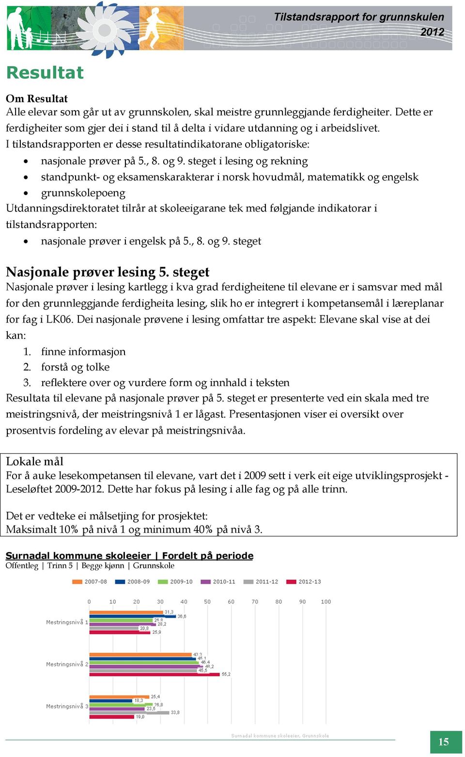 steget i lesing og rekning standpunkt- og eksamenskarakterar i norsk hovudmål, matematikk og engelsk grunnskolepoeng Utdanningsdirektoratet tilrår at skoleeigarane tek med følgjande indikatorar i