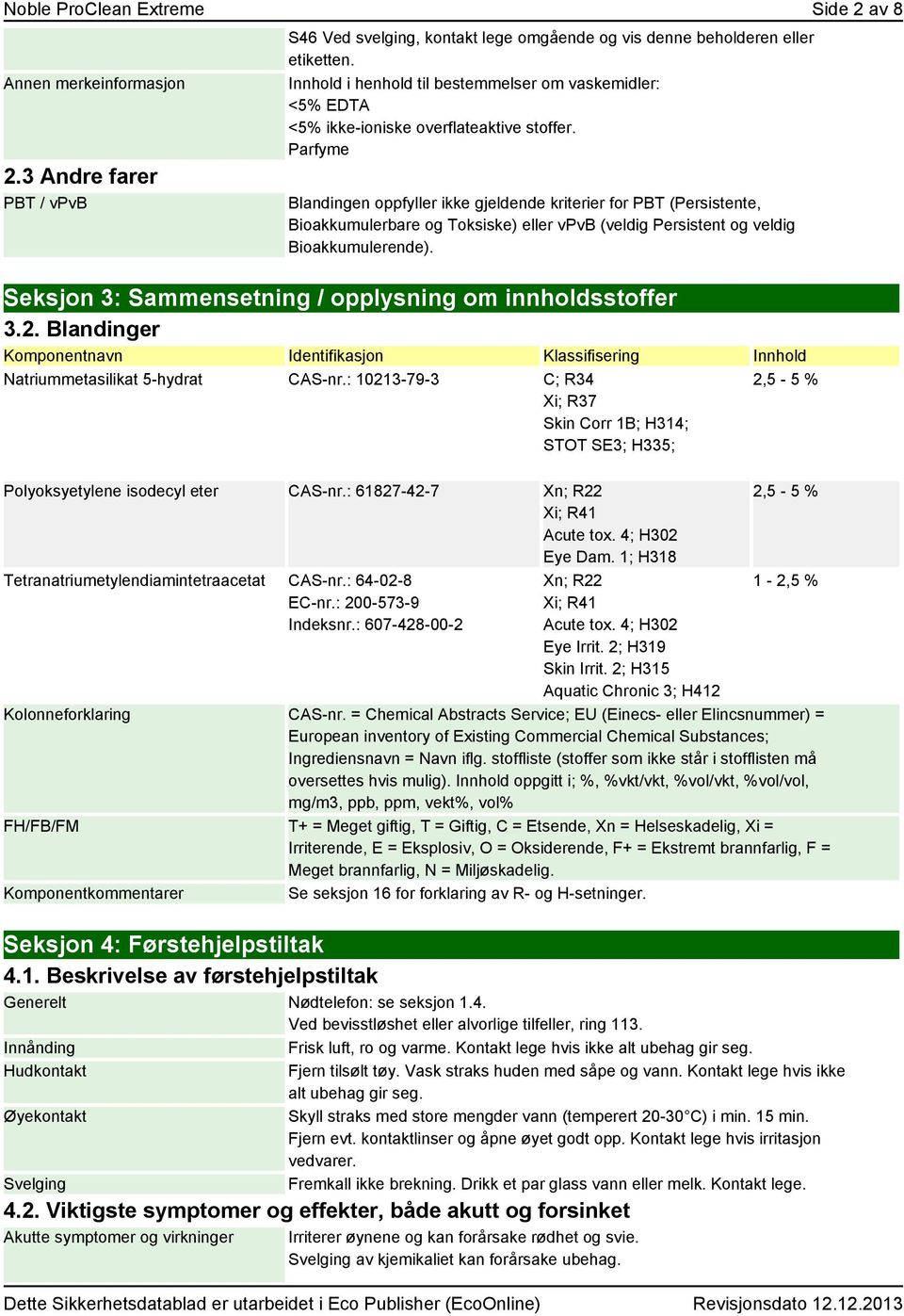 Parfyme Blandingen oppfyller ikke gjeldende kriterier for PBT (Persistente, Bioakkumulerbare og Toksiske) eller vpvb (veldig Persistent og veldig Bioakkumulerende).