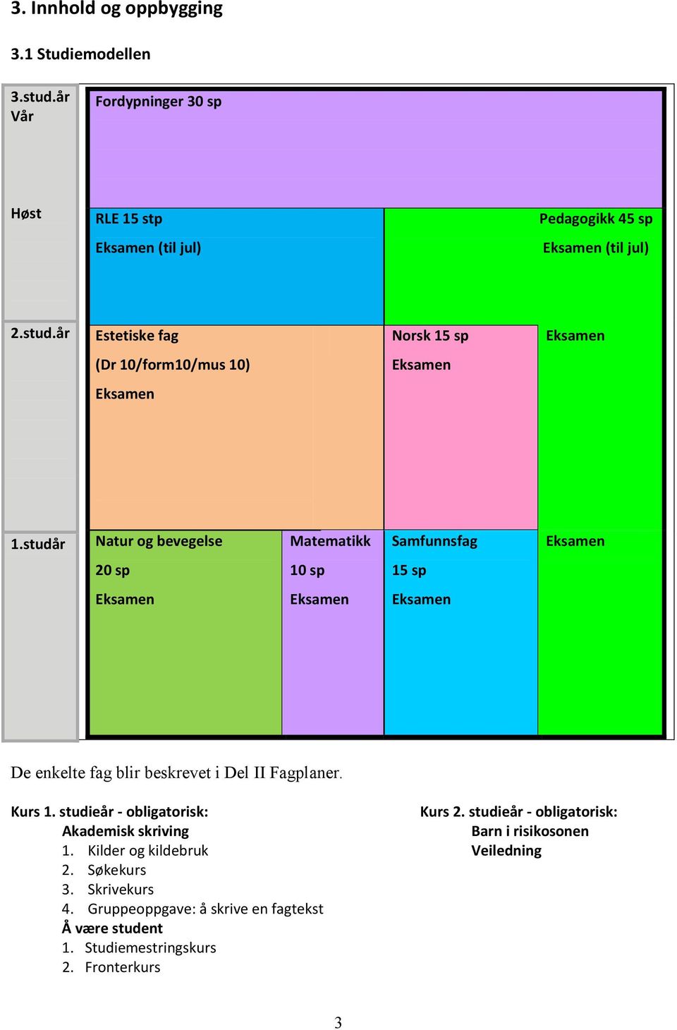 studieår - obligatorisk: Kurs 2. studieår - obligatorisk: Akademisk skriving Barn i risikosonen 1. Kilder og kildebruk Veiledning 2. Søkekurs 3. Skrivekurs 4.