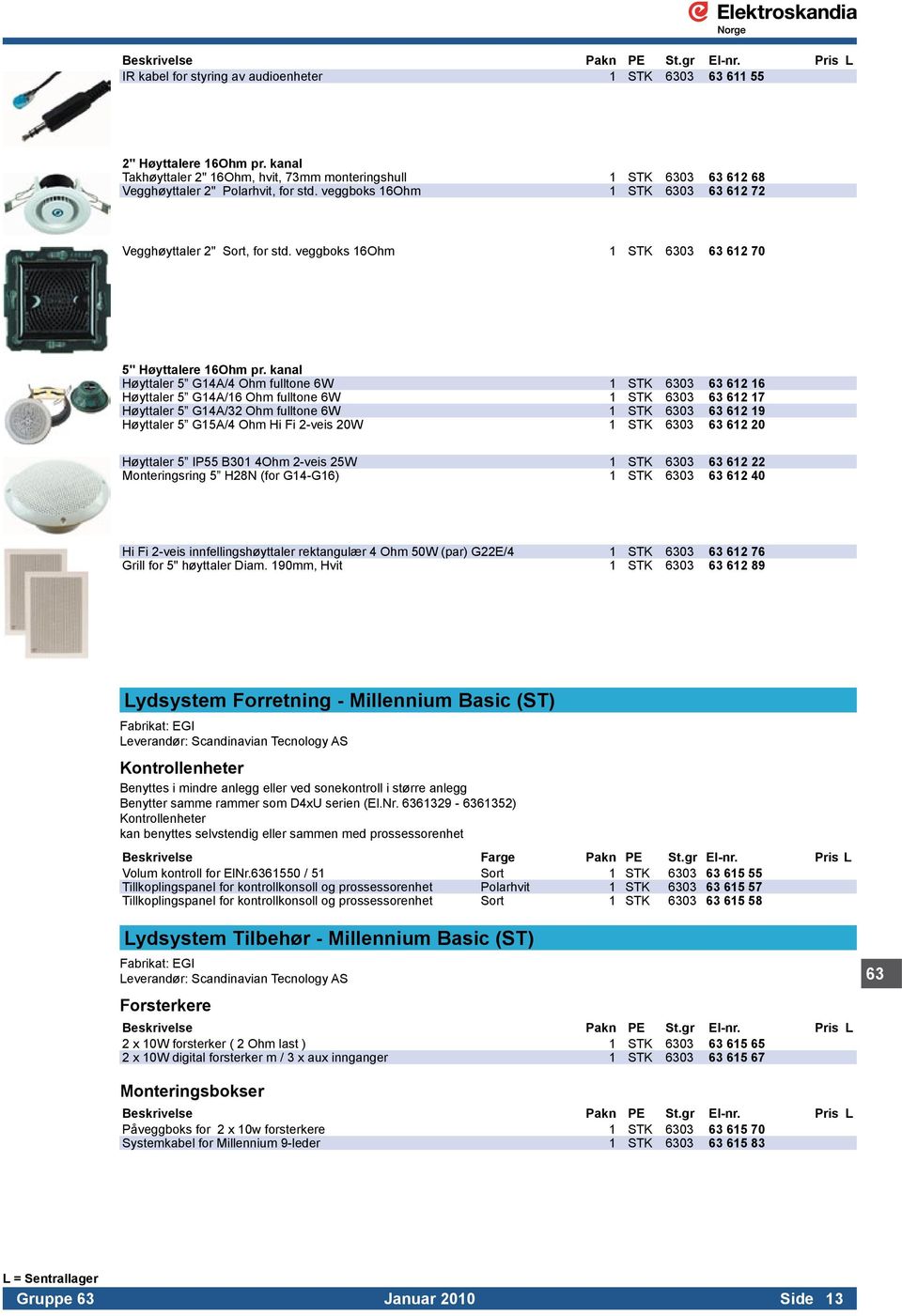 kanal Høyttaler 5 G14A/4 Ohm fulltone 6W 1 STK 6303 63 612 16 Høyttaler 5 G14A/16 Ohm fulltone 6W 1 STK 6303 63 612 17 Høyttaler 5 G14A/32 Ohm fulltone 6W 1 STK 6303 63 612 19 Høyttaler 5 G15A/4 Ohm