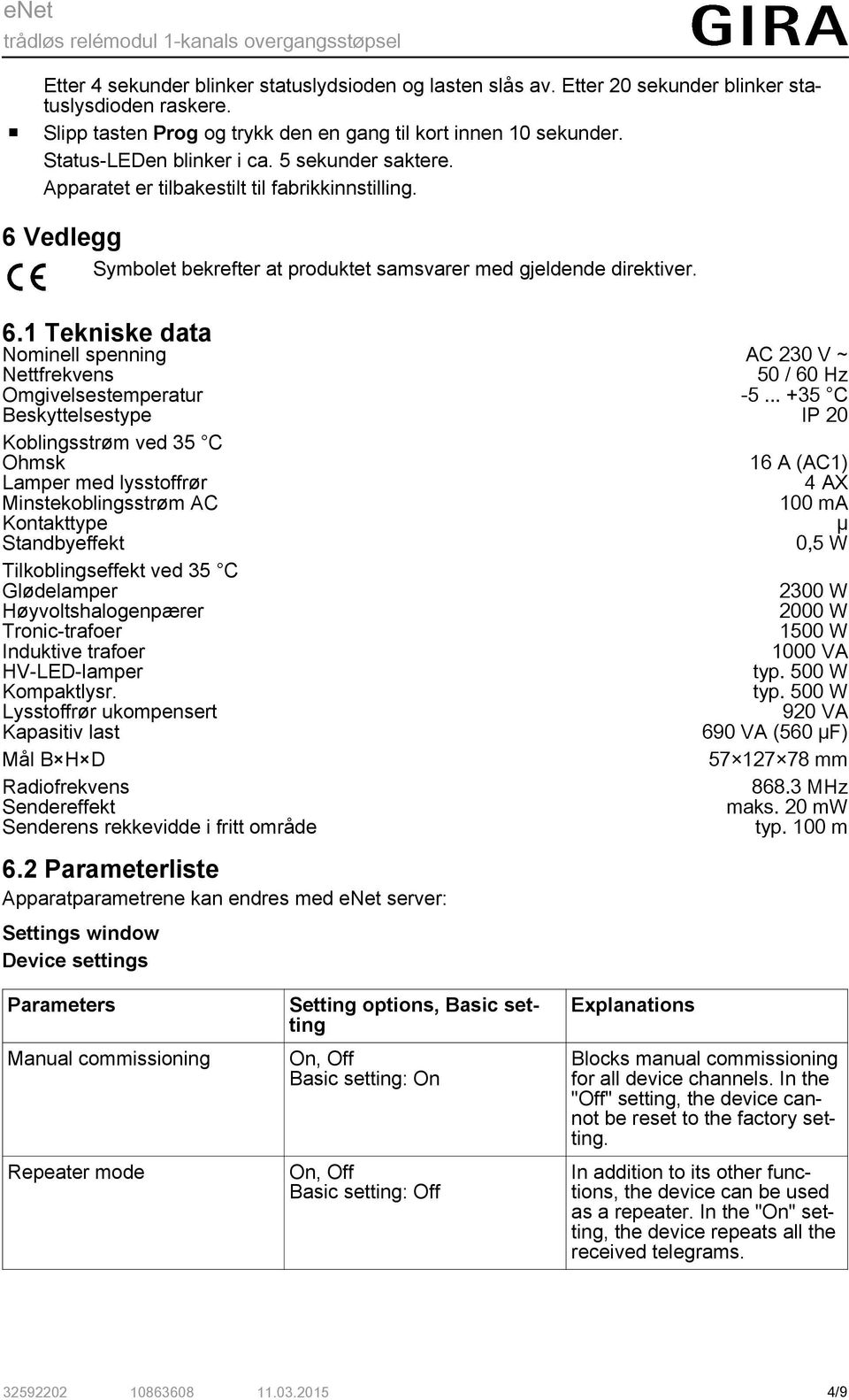 .. +35 C Beskyttelsestype IP 20 Koblingsstrøm ved 35 C Ohmsk 16 A (AC1) Lamper med lysstoffrør 4 AX Minstekoblingsstrøm AC 100 ma Kontakttype µ Standbyeffekt 0,5 W Tilkoblingseffekt ved 35 C