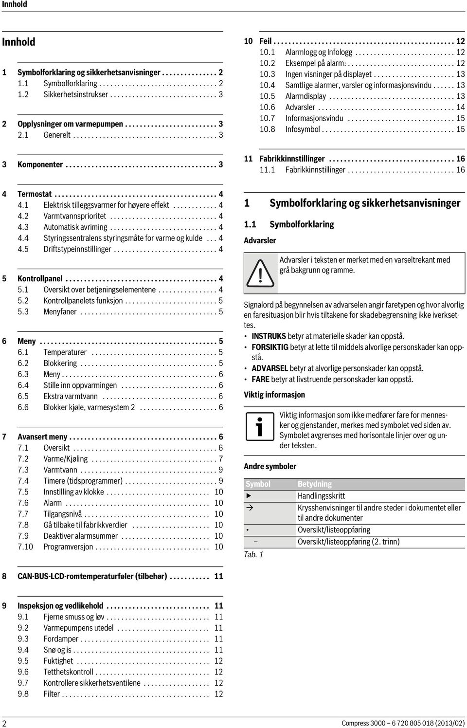 ............................ 12 10.3 Ingen visninger på displayet...................... 13 10.4 Samtlige alarmer, varsler og informasjonsvindu...... 13 10.5 Alarmdisplay.................................. 13 10.6 Advarsler.