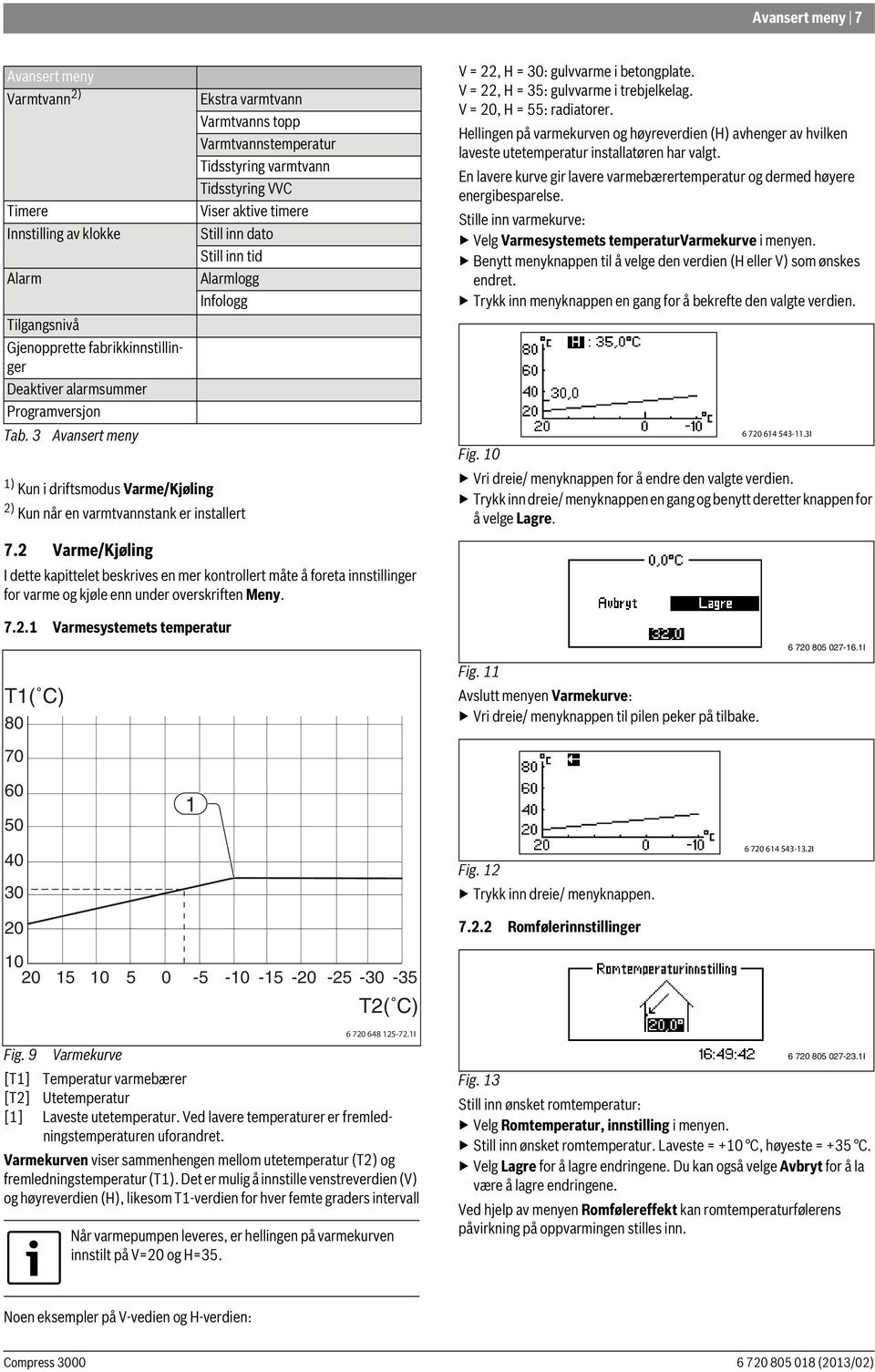 2 Varme/Kjøling Ekstra varmtvann Varmtvanns topp Varmtvannstemperatur Tidsstyring varmtvann Tidsstyring VVC Viser aktive timere Still inn dato Still inn tid Alarmlogg Infologg I dette kapittelet