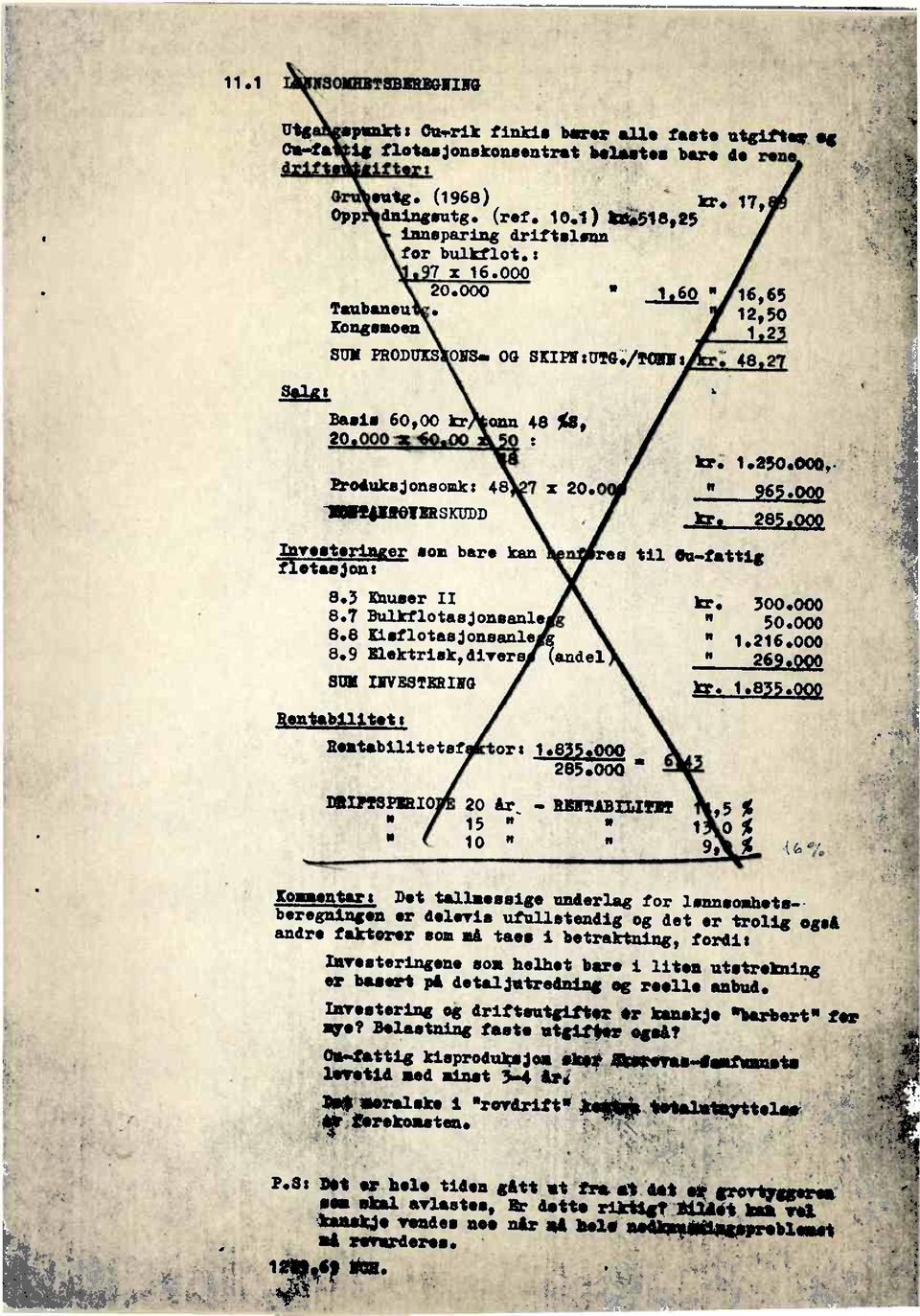 48 palg: Beale 60,00kr onn 48 %S, 20 000 0 : Produkejonsomk:48 7 x 20.0 Ile24IlOYERSKUDD kr. 1.250.000, " 965.000 kr 28 0 Inveeter er eom bare kan f otasjon: 8.3 KnueerII 8.7 Bulkflotaejoneanleg 8.
