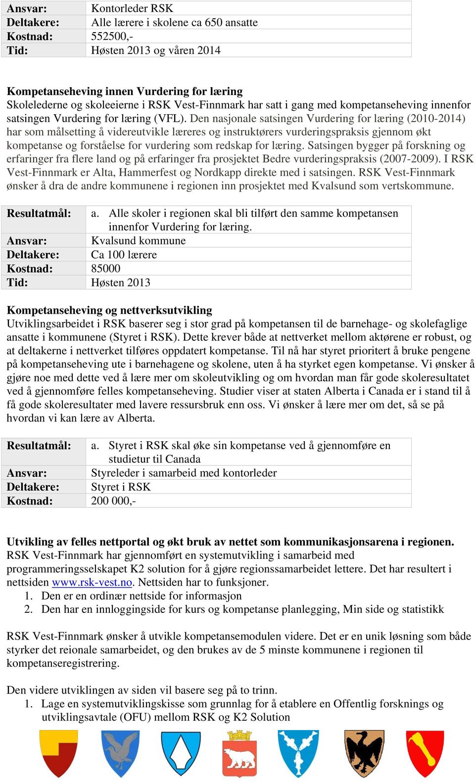 Den nasjonale satsingen Vurdering for læring (2010-2014) har som målsetting å videreutvikle læreres og instruktørers vurderingspraksis gjennom økt kompetanse og forståelse for vurdering som redskap