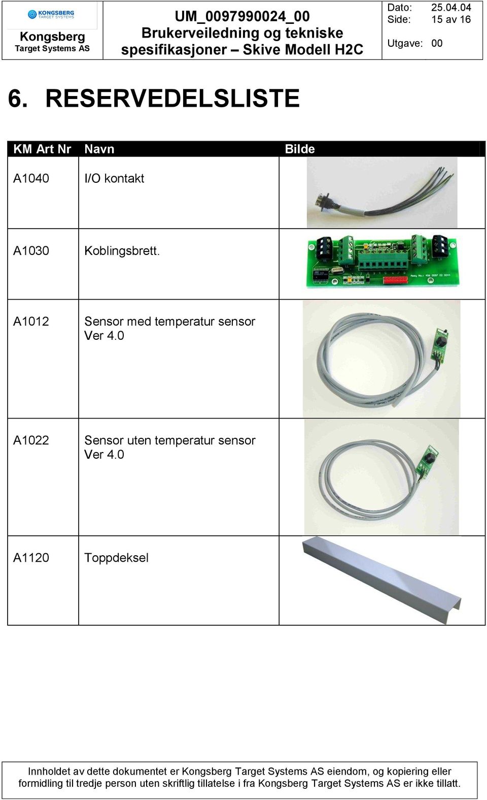 kontakt A1030 Koblingsbrett.