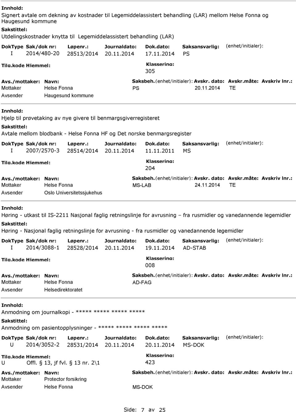 : S TE Haugesund kommune Hjelp til prøvetaking av nye givere til benmargsgiverregisteret Avtale mellom blodbank - HF og Det norske benmargsregister 2007/2570-3 28514/2014 11.11.2011 204 Avs.