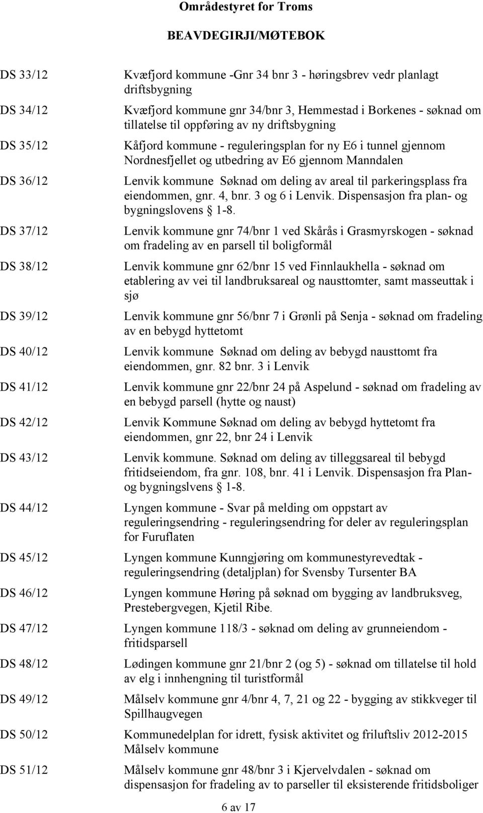 Manndalen Lenvik kommune Søknad om deling av areal til parkeringsplass fra eiendommen, gnr. 4, bnr. 3 og 6 i Lenvik. Dispensasjon fra plan- og bygningslovens 1-8.