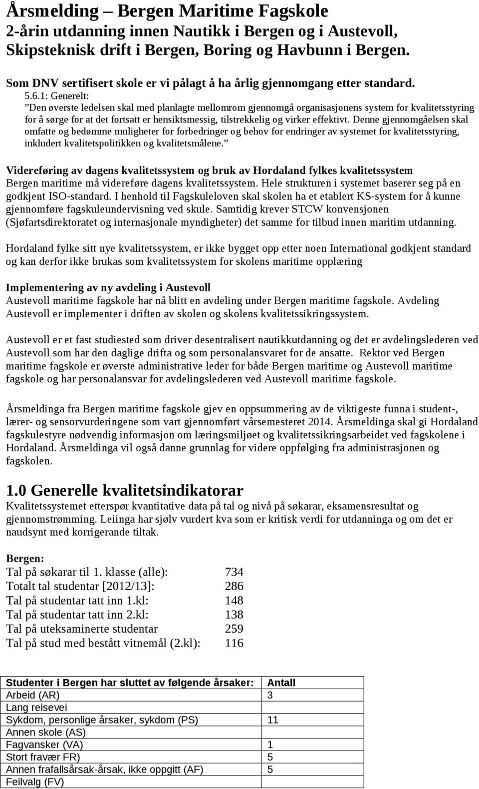 1: Generelt: Den øverste ledelsen skal med planlagte mellomrom gjennomgå organisasjonens system for kvalitetsstyring for å sørge for at det fortsatt er hensiktsmessig, tilstrekkelig og virker