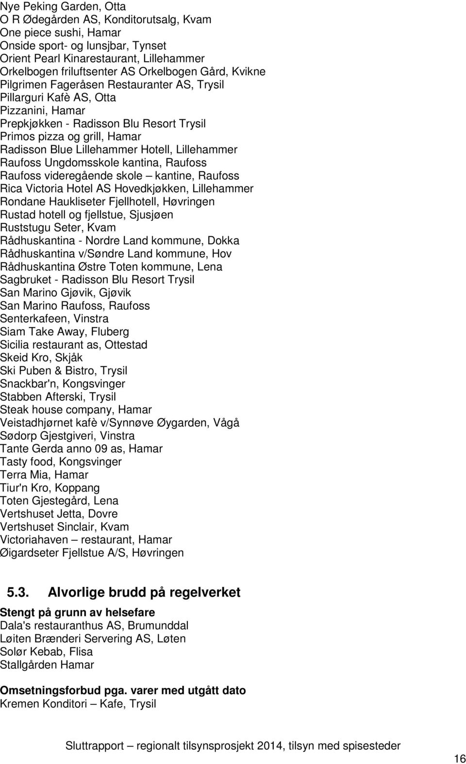 Hotell, Lillehammer Raufoss Ungdomsskole kantina, Raufoss Raufoss videregående skole kantine, Raufoss Rica Victoria Hotel AS Hovedkjøkken, Lillehammer Rondane Haukliseter Fjellhotell, Høvringen