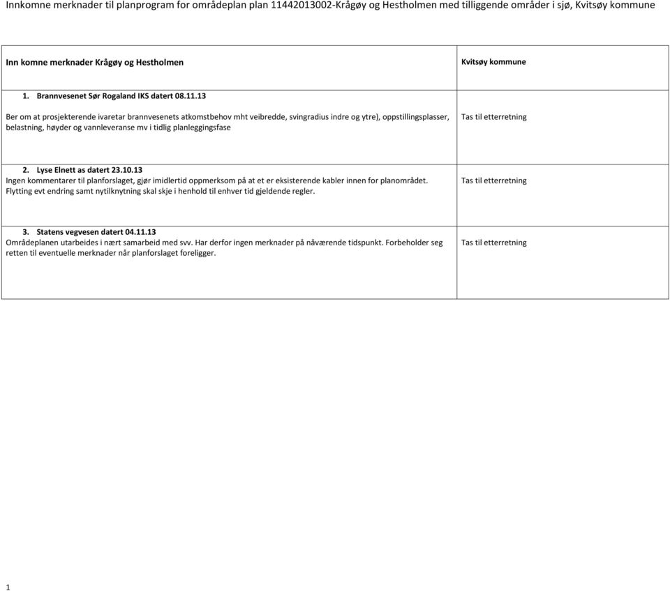 13 Ber om at prosjekterende ivaretar brannvesenets atkomstbehov mht veibredde, svingradius indre og ytre), oppstillingsplasser, belastning, høyder og vannleveranse mv i tidlig planleggingsfase Tas