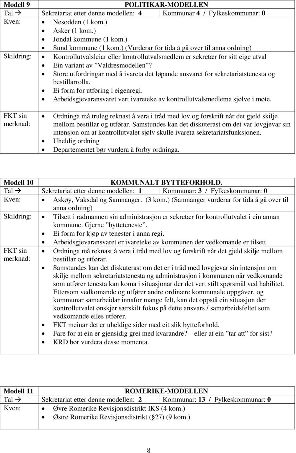 Store utfordringar med å ivareta det løpande ansvaret for sekretariatstenesta og bestillarrolla. Ei form for utføring i eigenregi.