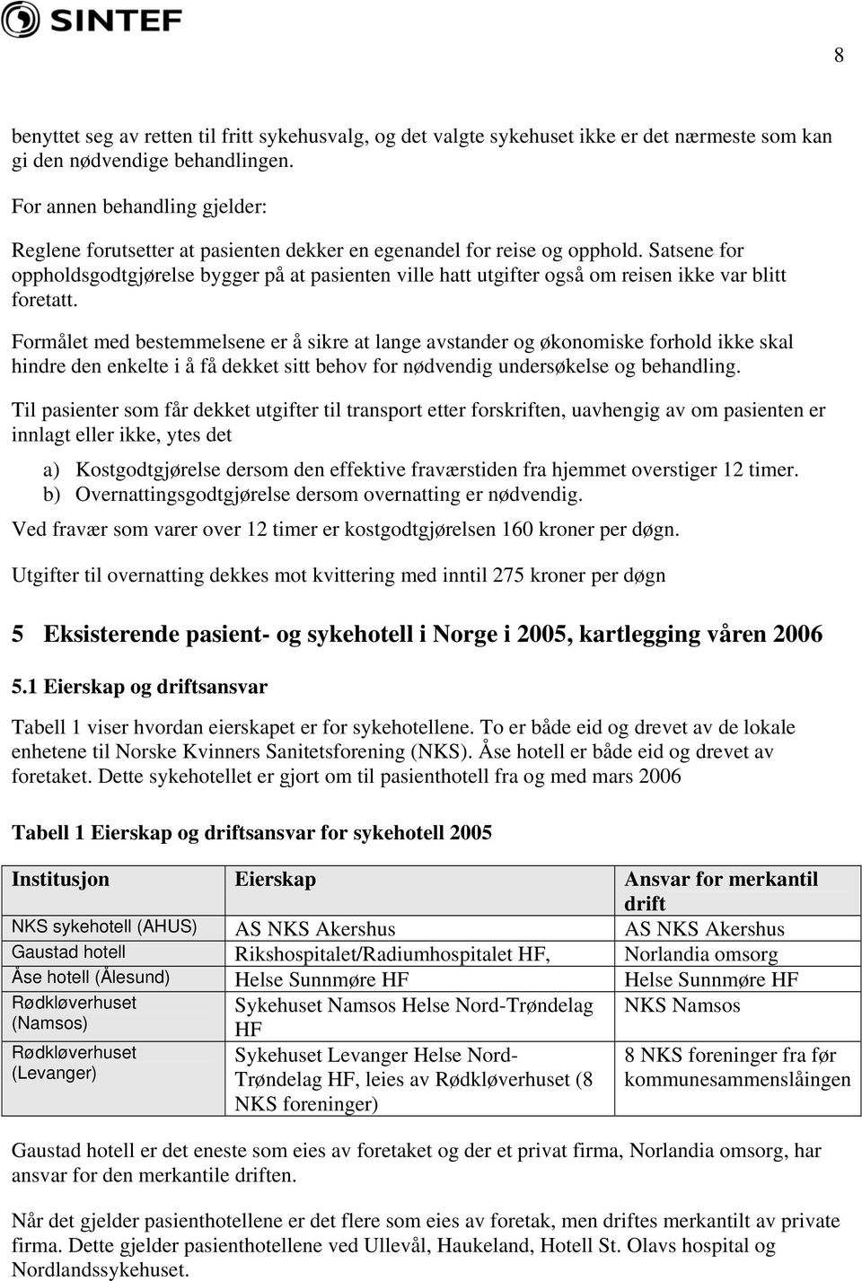 Satsene for oppholdsgodtgjørelse bygger på at pasienten ville hatt utgifter også om reisen ikke var blitt foretatt.