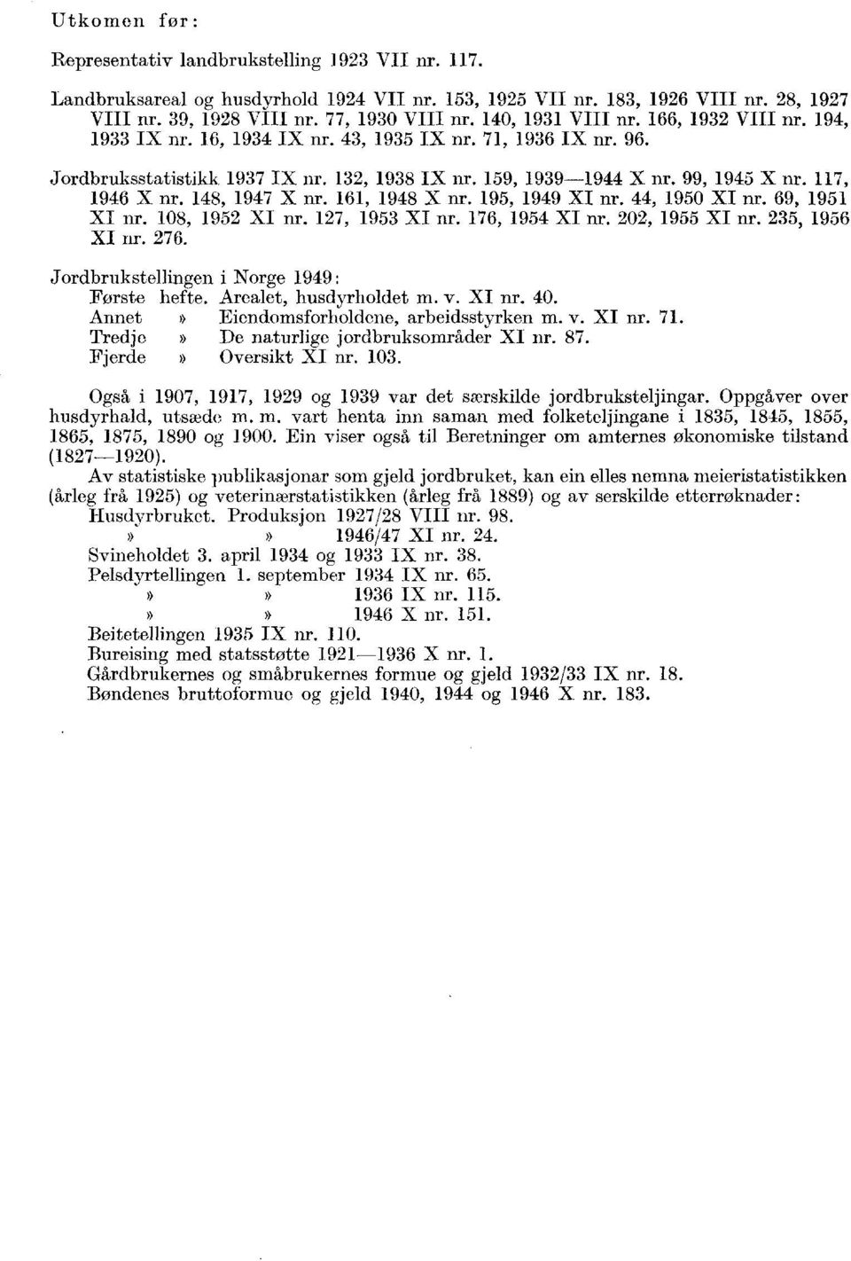 117, 1946 X nr. 148, 1947 X nr. 161, 1948 X nr. 195, 1949 XI nr. 44, 1950 XI nr. 69, 1951 XI nr. 108, 1952 XI nr. 127, 1953 XI nr. 176, 1954 XI nr. 202, 1955 XI nr. 235, 1956 XI nr. 276.