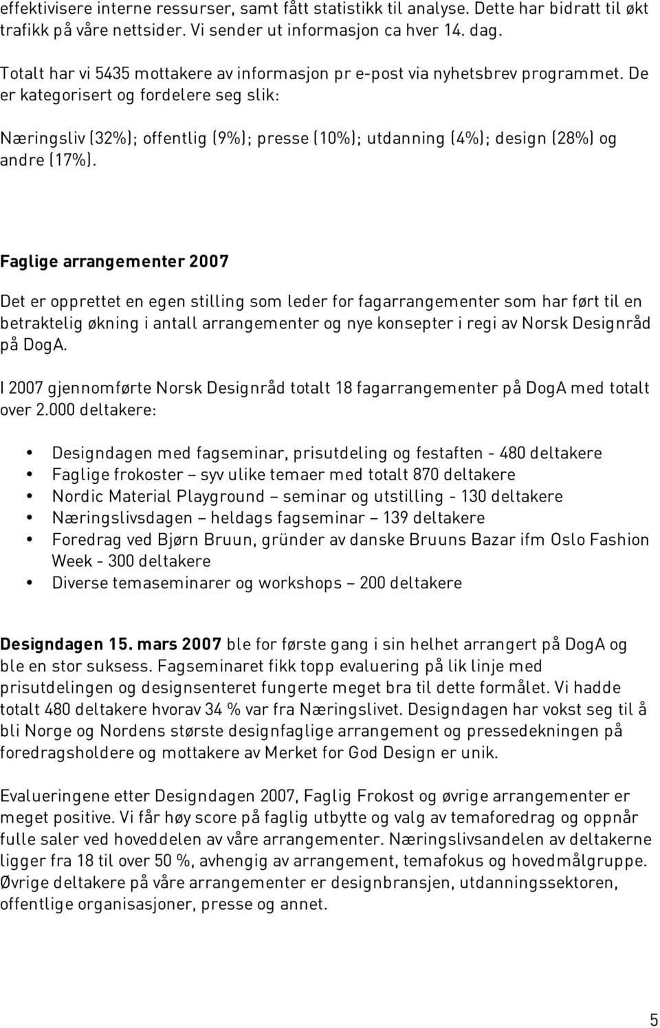 De er kategorisert og fordelere seg slik: Næringsliv (32%); offentlig (9%); presse (10%); utdanning (4%); design (28%) og andre (17%).