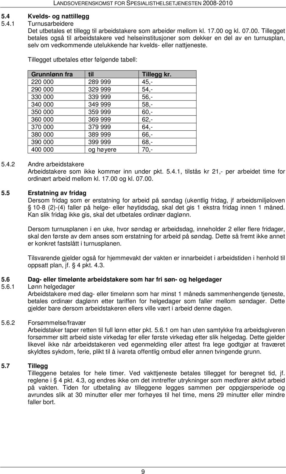 Tillegget utbetales etter følgende tabell: Grunnlønn fra til Tillegg kr.