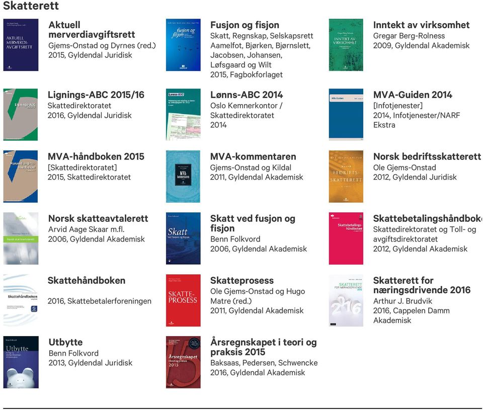 og Wilt Lønns-ABC 2014 Oslo Kemnerkontor / Skattedirektoratet 2014 Inntekt av virksomhet Gregar Berg-Rolness 2009, Gyldendal MVA-Guiden 2014 [Infotjenester] 2014, Infotjenester/NARF Ekstra