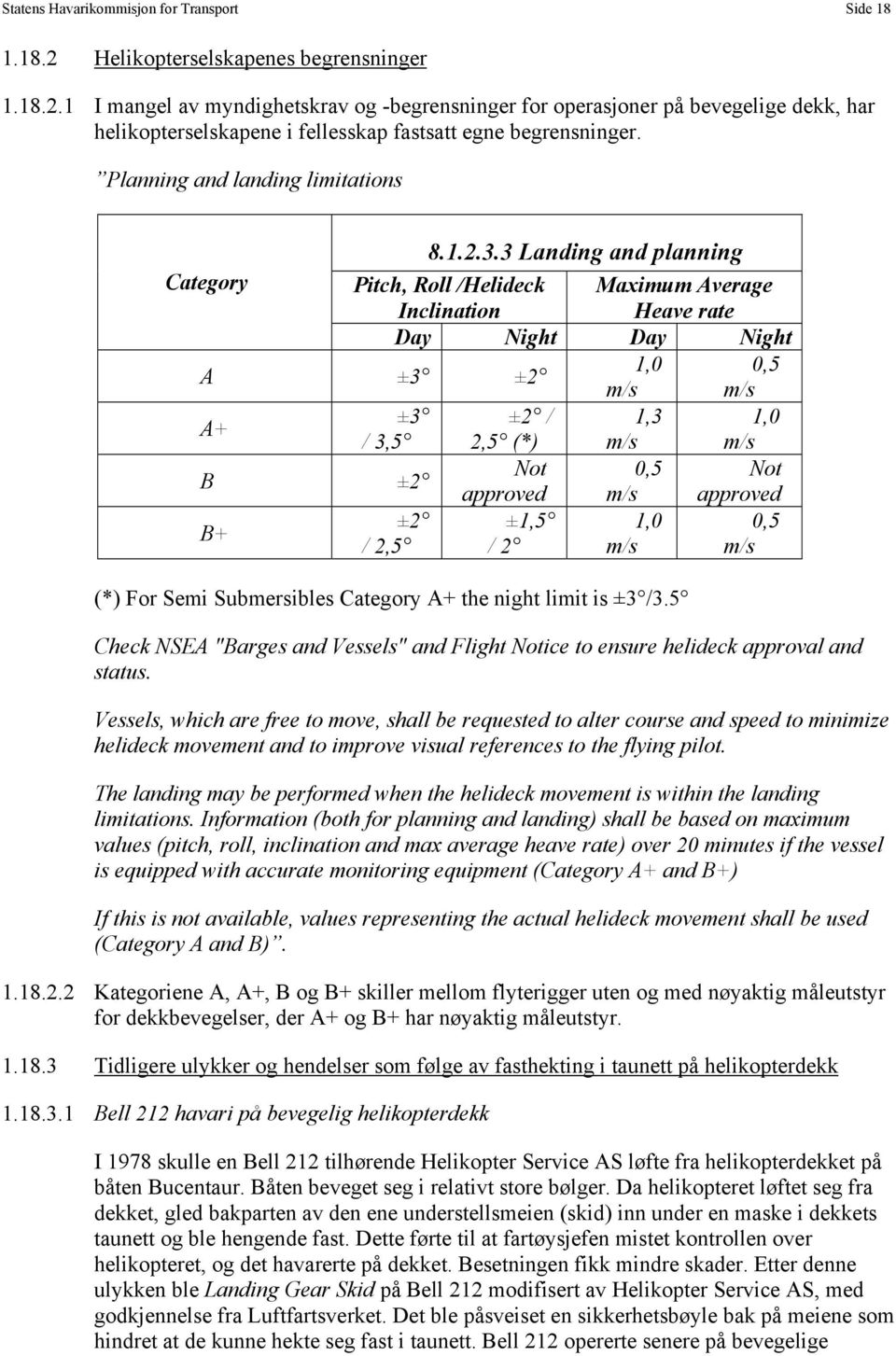 Planning and landing limitations 8.1.2.3.