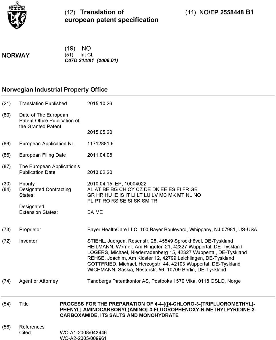 08 (87) The European Application s Publication Date 13.02. (30) Priority.04.