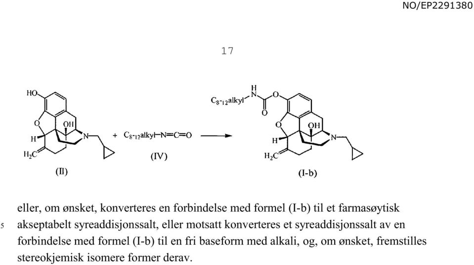 syreaddisjonssalt av en forbindelse med formel (I-b) til en fri baseform