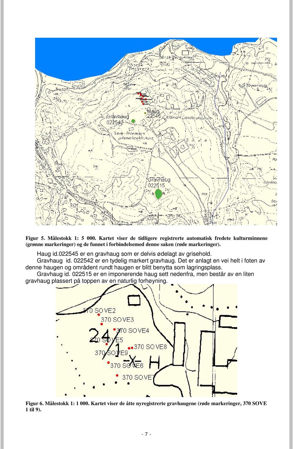 022545 er en gravhaug som er delvis ødelagt av grisehold. Gravhaug id. 022542 er en tydelig markert gravhaug.