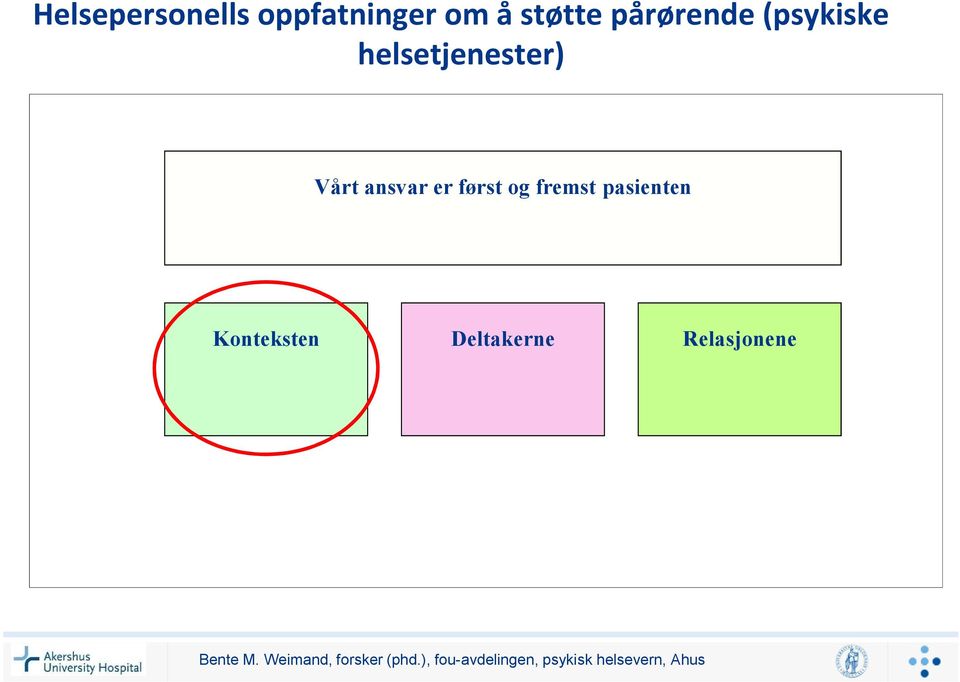 pasienten Konteksten Deltakerne Relasjonene Bente M.