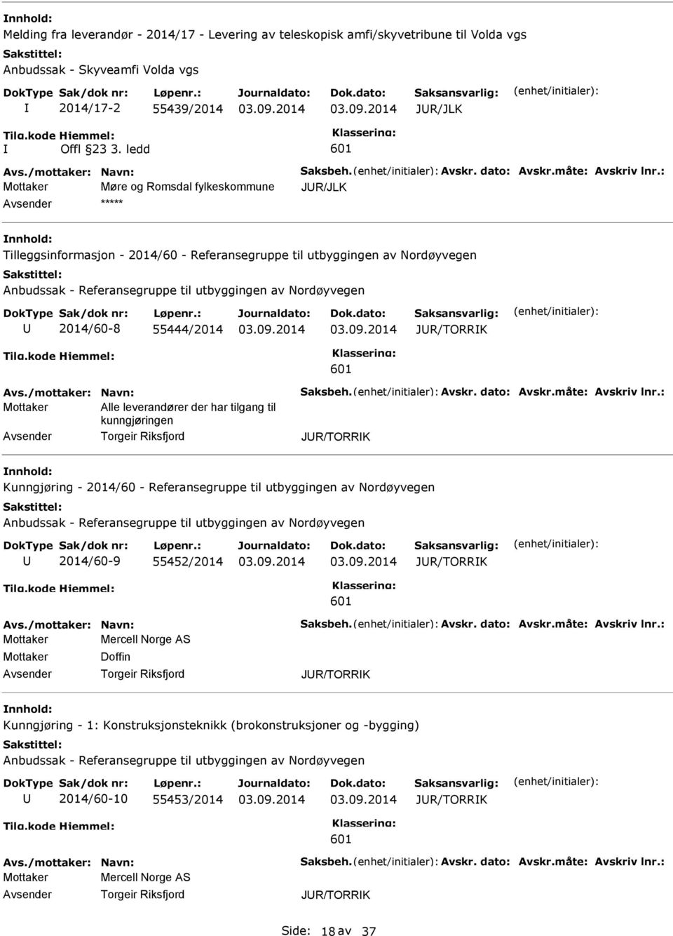 : Mottaker Møre og Romsdal fylkeskommune JR/JLK Tilleggsinformasjon - 2014/60 - Referansegruppe til utbyggingen av Nordøyvegen Anbudssak - Referansegruppe til utbyggingen av Nordøyvegen 2014/60-8