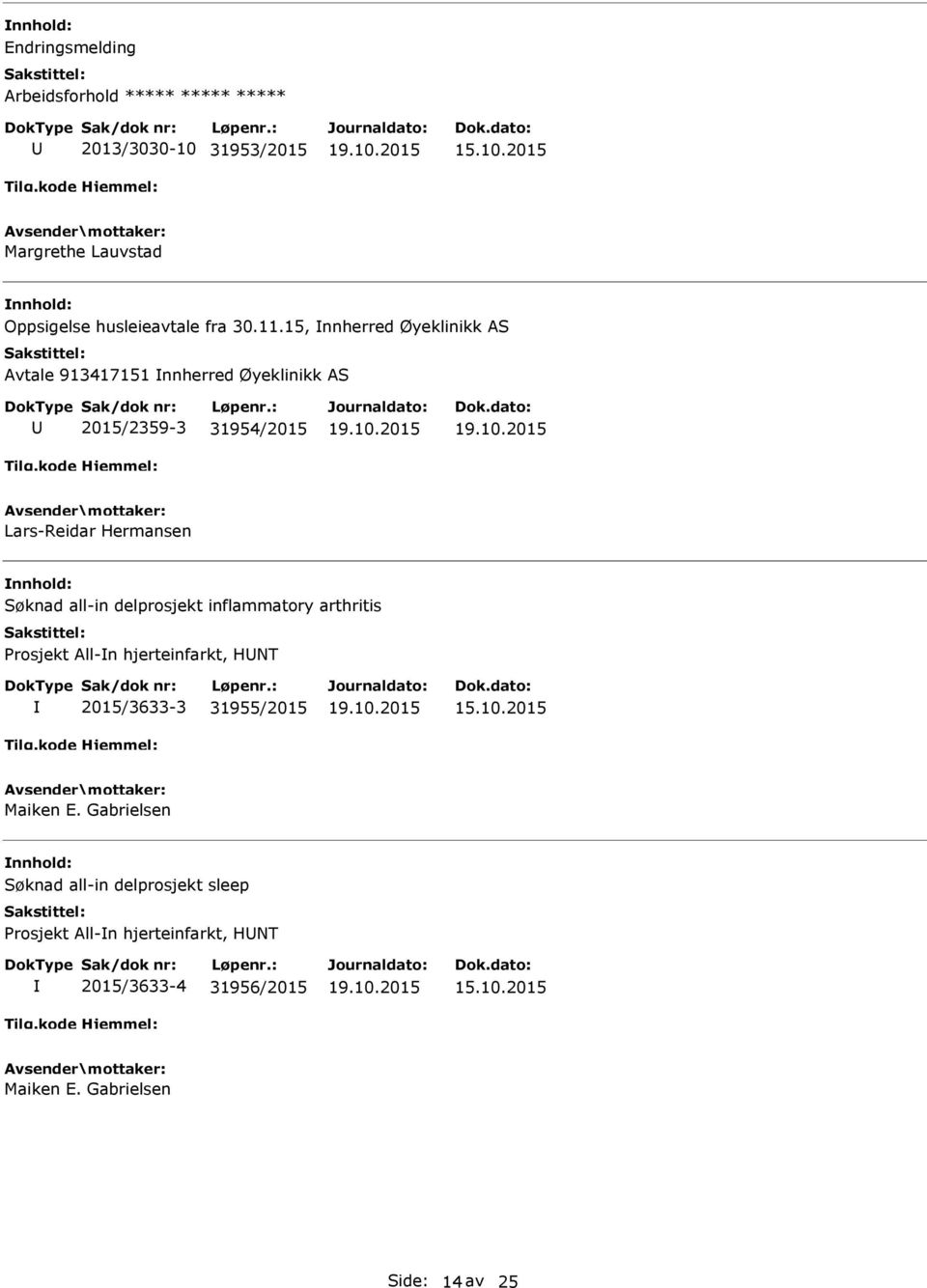 15, nnherred Øyeklinikk AS Avtale 913417151 nnherred Øyeklinikk AS 2015/2359-3 31954/2015 Lars-Reidar Hermansen