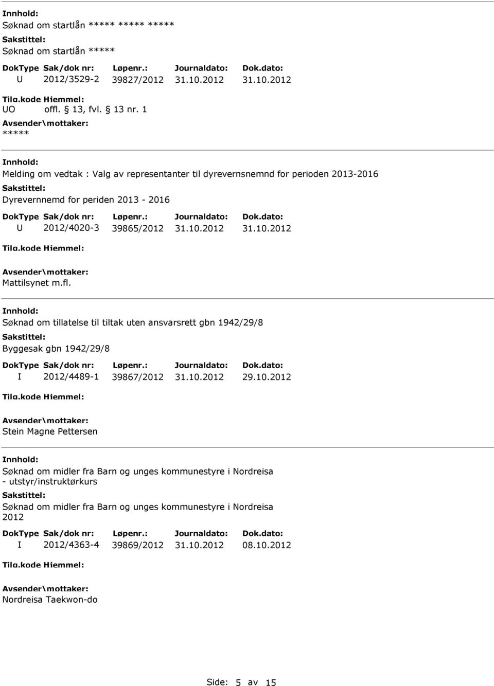 Mattilsynet m.fl. Søknad om tillatelse til tiltak uten ansvarsrett gbn 1942/29/8 Byggesak gbn 1942/29/8 2012/4489-1 39867/2012 29.10.