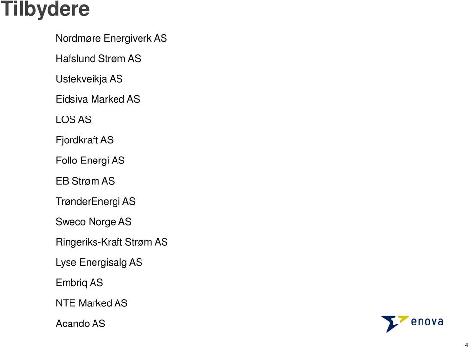 Energi AS EB Strøm AS TrønderEnergi AS Sweco Norge AS