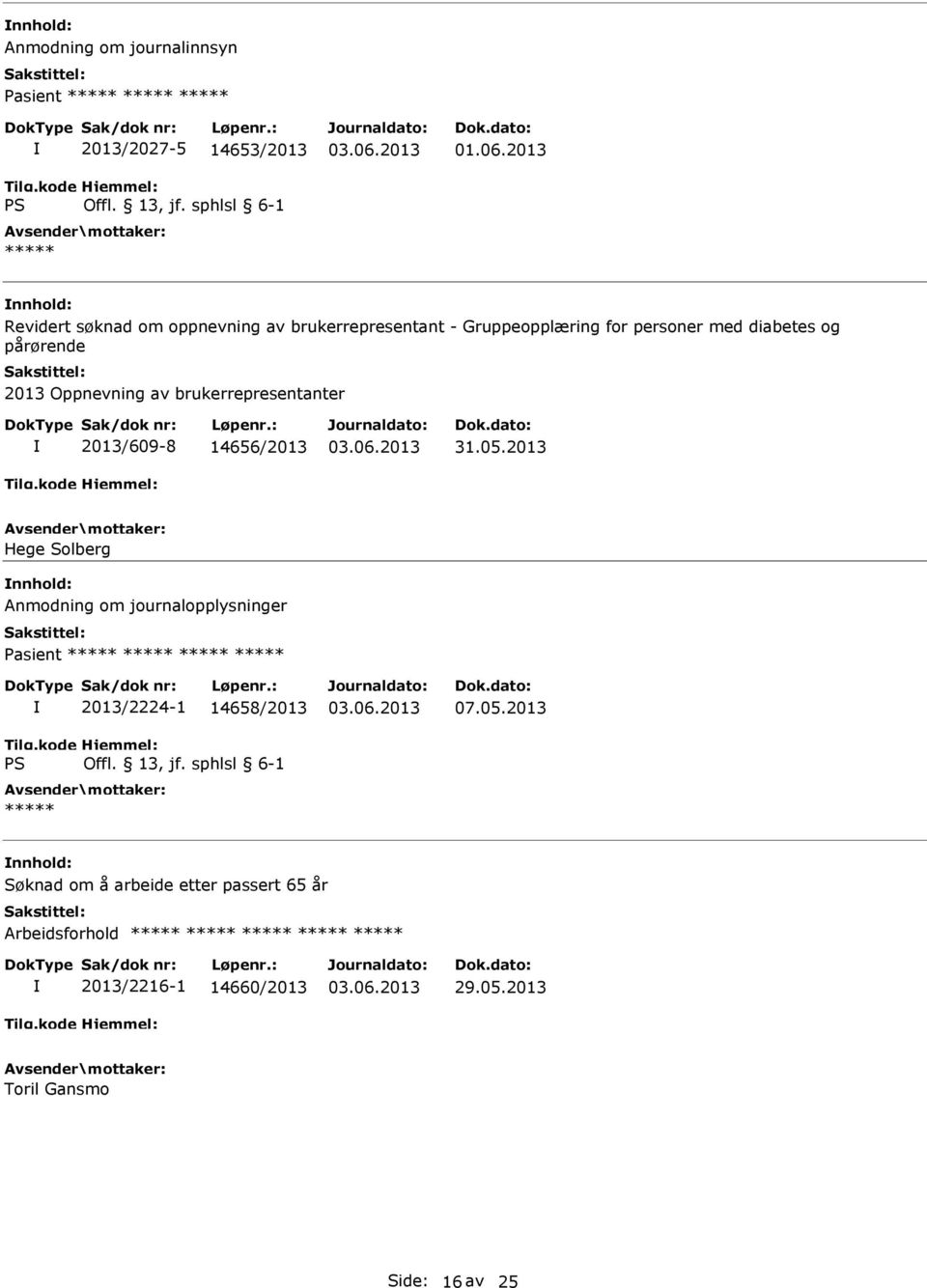 Oppnevning av brukerrepresentanter 2013/609-8 14656/2013 31.05.