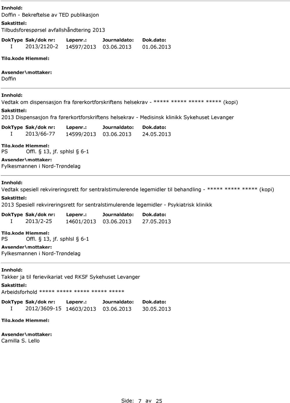 Levanger 2013/66-77 14599/2013 Fylkesmannen i Nord-Trøndelag 24.05.