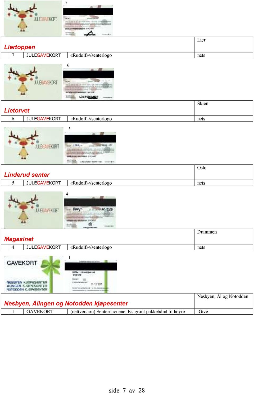 Magasinet 4 JULEGAVEKORT «Rudolf»//senterlogo nets 1 Drammen Nesbyen, Ålingen og Notodden