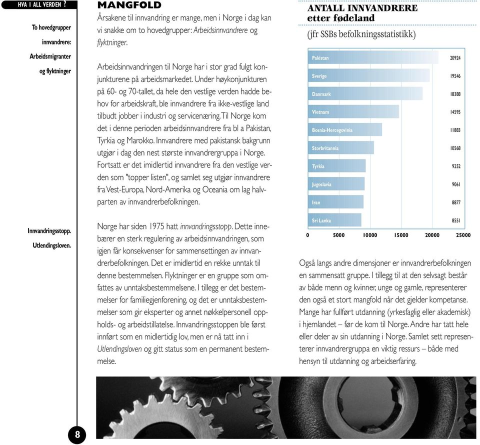 Under høykonjunkturen på 60- og 70-tallet, da hele den vestlige verden hadde behov for arbeidskraft, ble innvandrere fra ikke-vestlige land tilbudt jobber i industri og servicenæring.