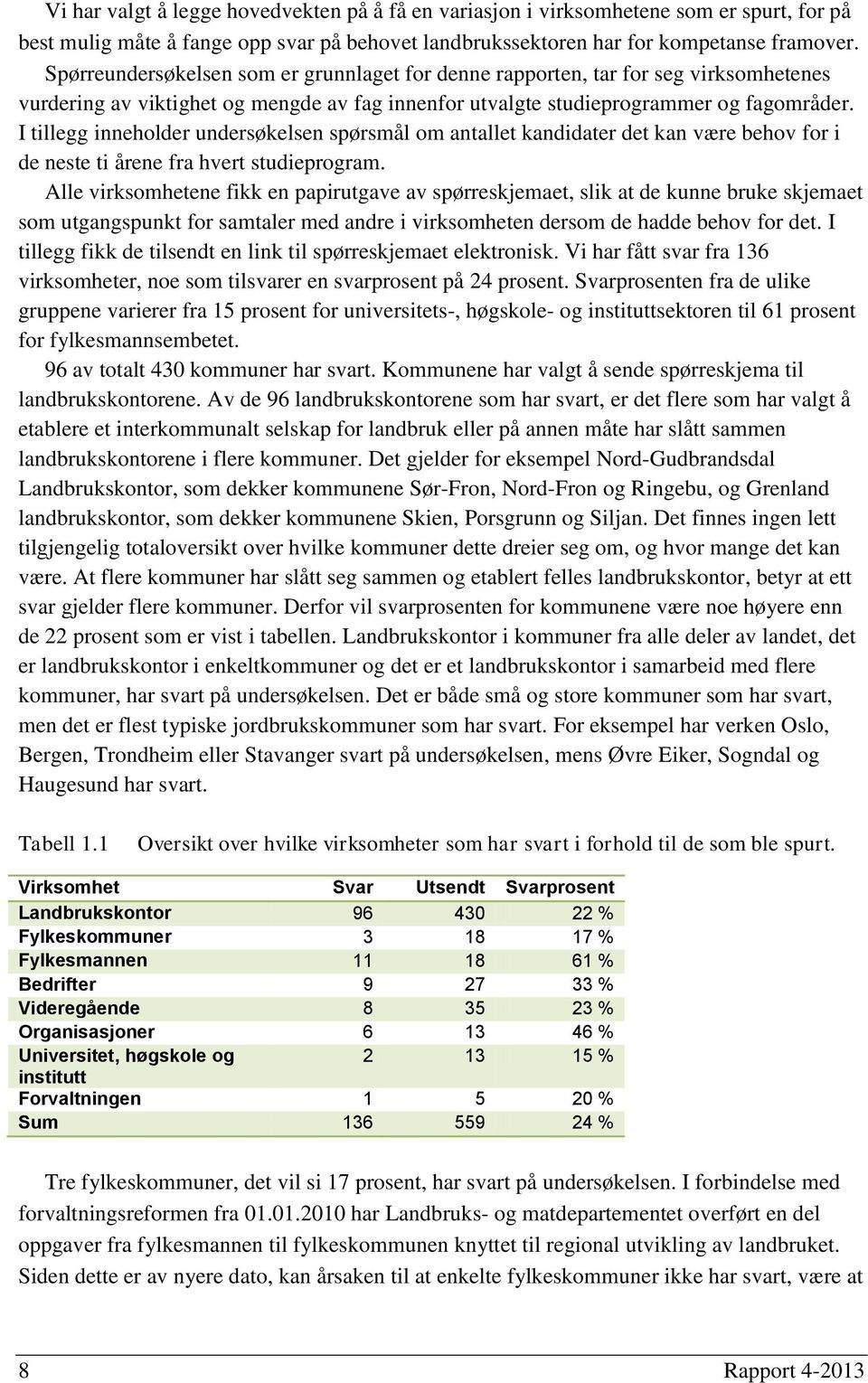 I tillegg inneholder undersøkelsen spørsmål om antallet kandidater det kan være behov for i de neste ti årene fra hvert studieprogram.